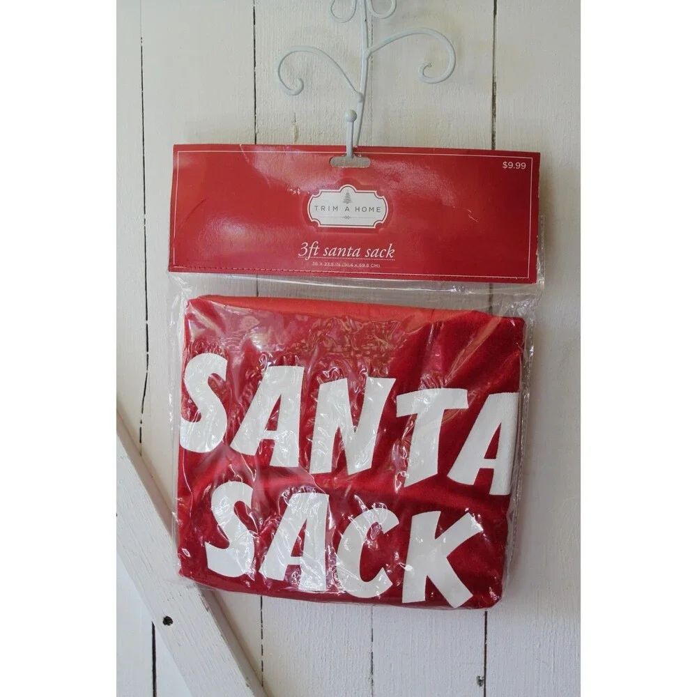 Trim A Home 3ft Santa Sack 36-inch x 27.5-inch New Velvet Touch-Unopened